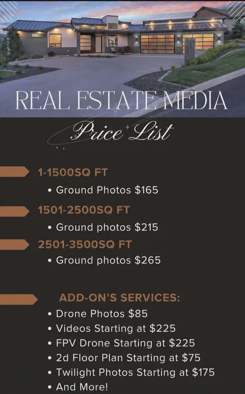 Real Estate Media price sheet