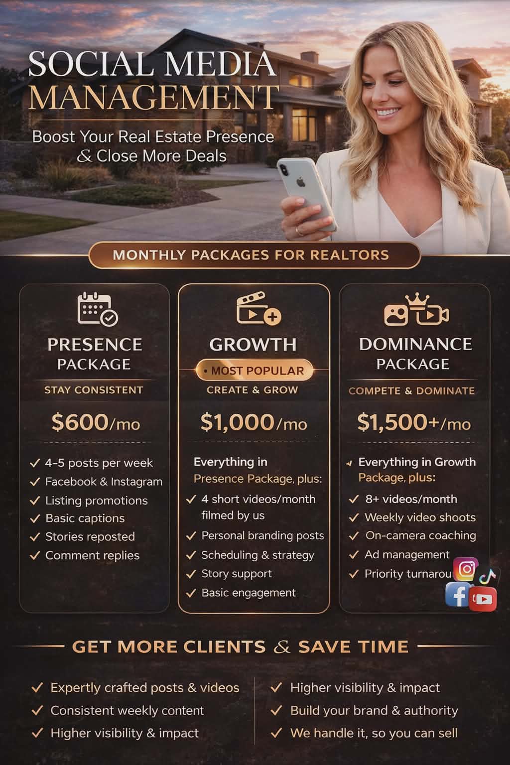 Social Media Management price sheet